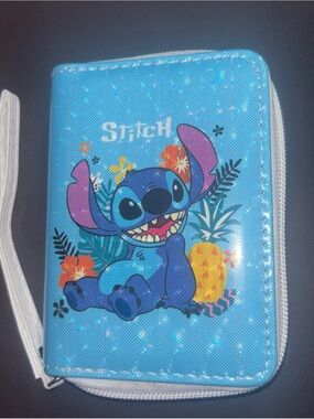 Stitch Blue Kids Zippered Wallet